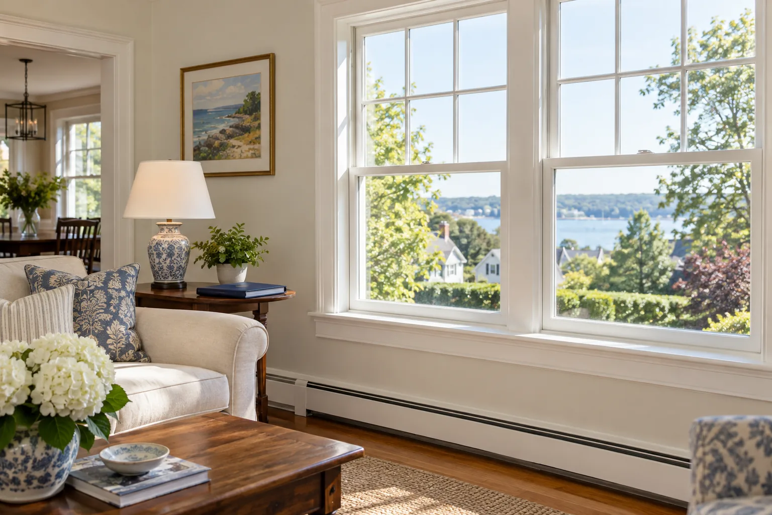 Intact painted window trim in an older home